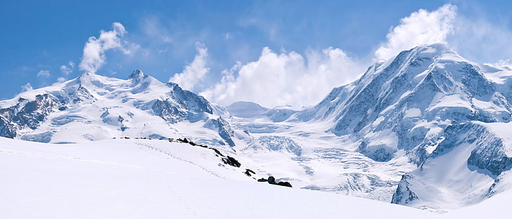 landscape, mountains, snow, nature, cold temperature, winter, HD wallpaper