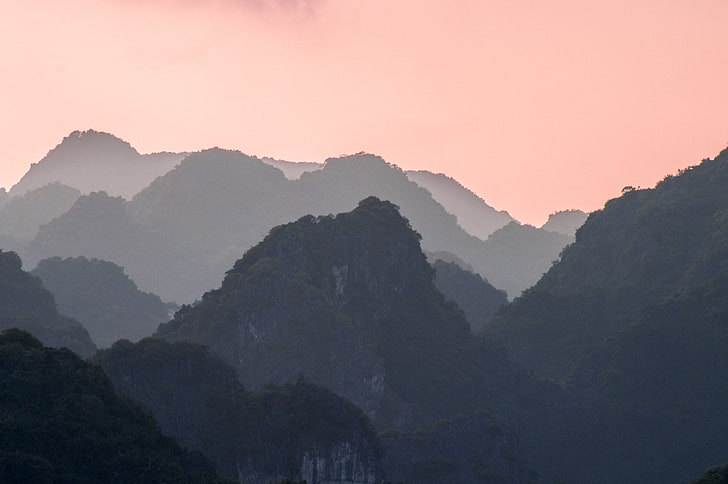 mountain and trees, Vietnam, sunset, landscape, nature, Asia