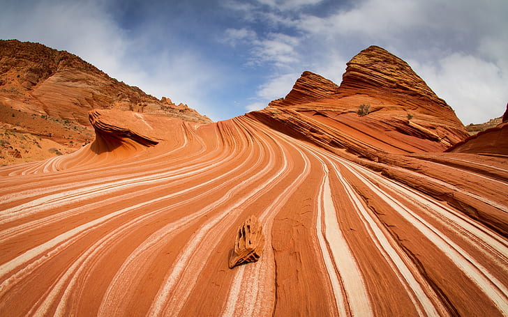 Coyote Buttes, canyon, cliffs, textures, stone wave, brown rocky mountain