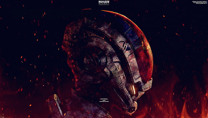 helmet digital artwork, Mass Effect, Mass Effect: Andromeda, Andromeda Initiative, HD wallpaper
