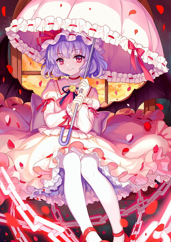 blue haired cartoon character, anime, anime girls, Touhou, Remilia Scarlet