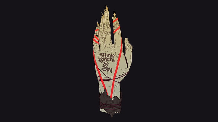 Queens of the Stone Age, hands, black background, studio shot