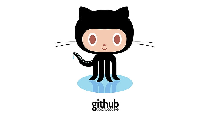 black cat illustration, Github, code, logo, open source, versioning
