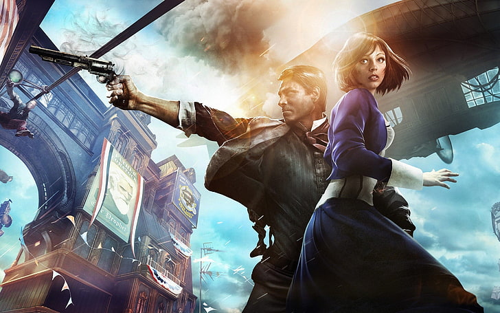 fantasy art, BioShock Infinite, Booker DeWitt, Elizabeth (BioShock), HD wallpaper