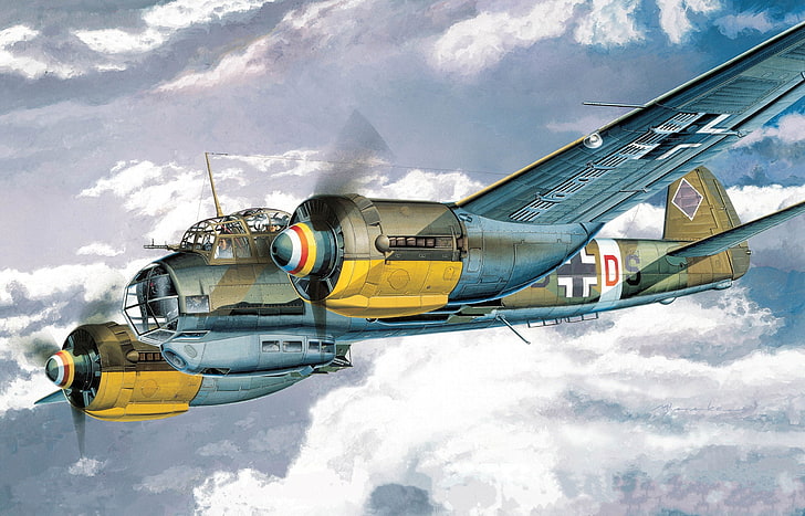 Germany, art, bomber, the plane, multipurpose, Junkers, Luftwaffe, HD wallpaper