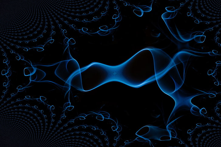 blue electromagnetic waves graphic wallpaper, black background