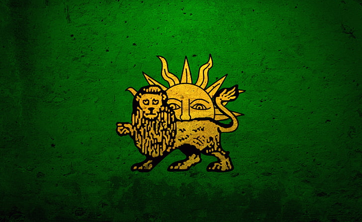 Grunge Safavid Flag, lion and sun sigil, Artistic, art and craft