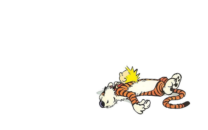 Calvin and Hobbes White Sleep HD, cartoon/comic