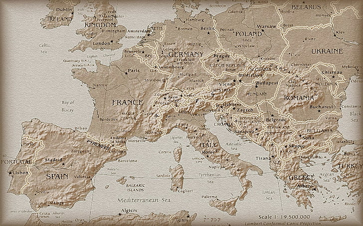 map, Europe, European map, nature