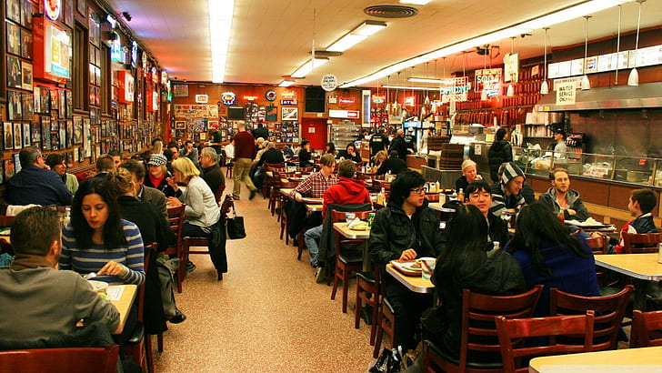 Katz In Nyc, The Best Deli In The World, women's white and blue stripe sweater