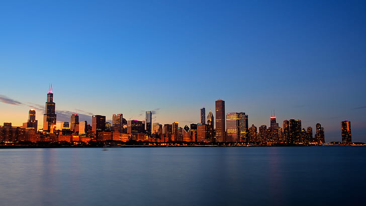 city, Chicago, Illinois, USA, sunset, building, skyscraper, HD wallpaper