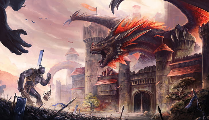 HD wallpaper: Fantasy, Dragon, City, Gate | Wallpaper Flare
