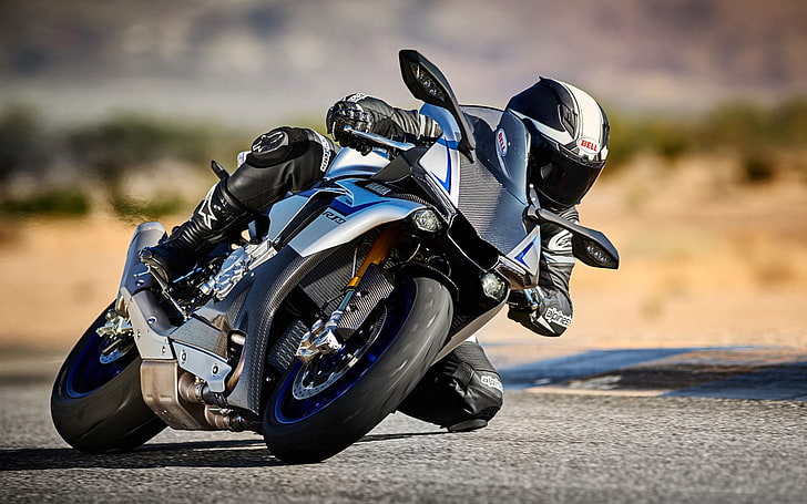 Yamaha YZF-R1M 2016, gray and black sportbike, Motorcycles, transportation