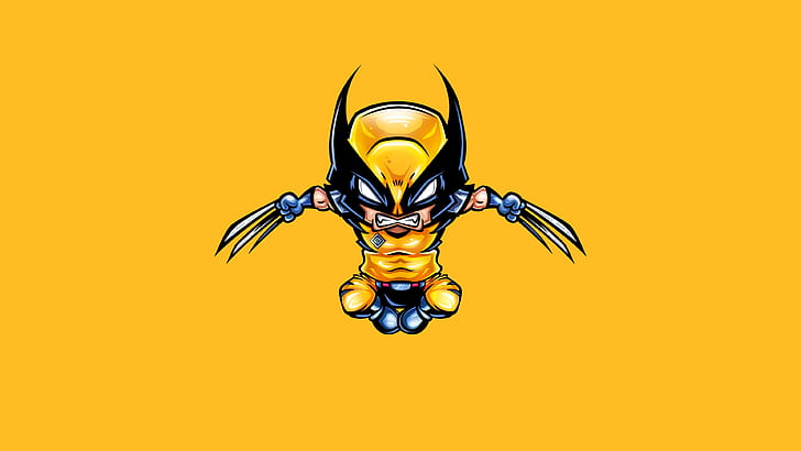 X-Men, Wolverine, Marvel Comics, Minimalist, Yellow, HD wallpaper