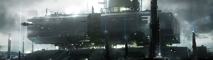 futuristic dystopian space elevator, architecture, building exterior, HD wallpaper