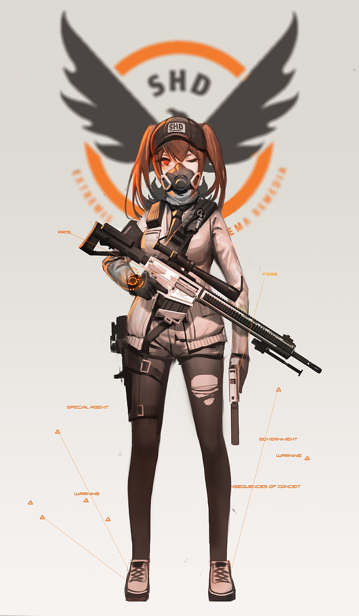 female holding rifle character, anime, anime girls, Tom Clancy's The Division, HD wallpaper