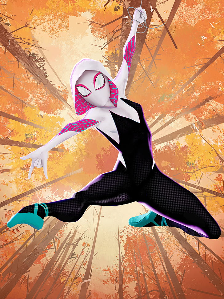 Spider-Man, Spider-Gwen, superheroines, artwork, Spider-Man: Into the Spider-Verse