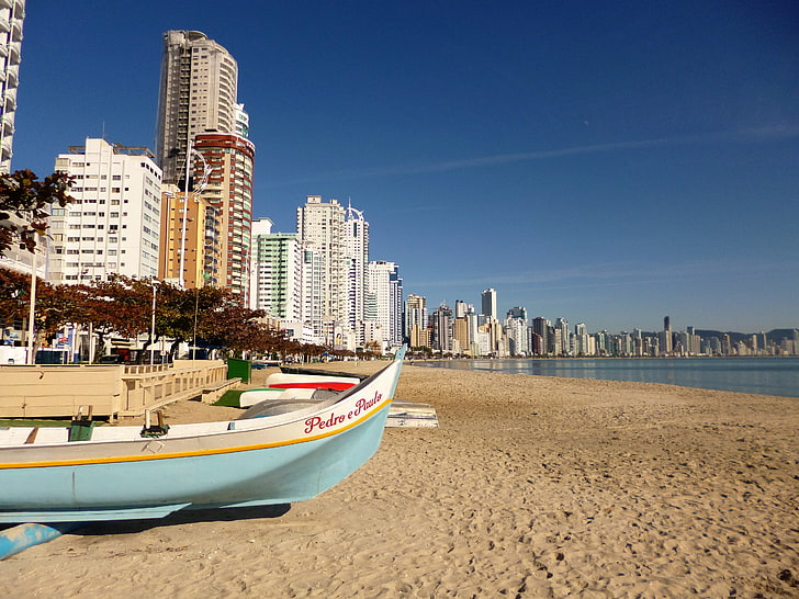 high-rise building, canoeing, beach, sand, resort, sea, cityscape, HD wallpaper