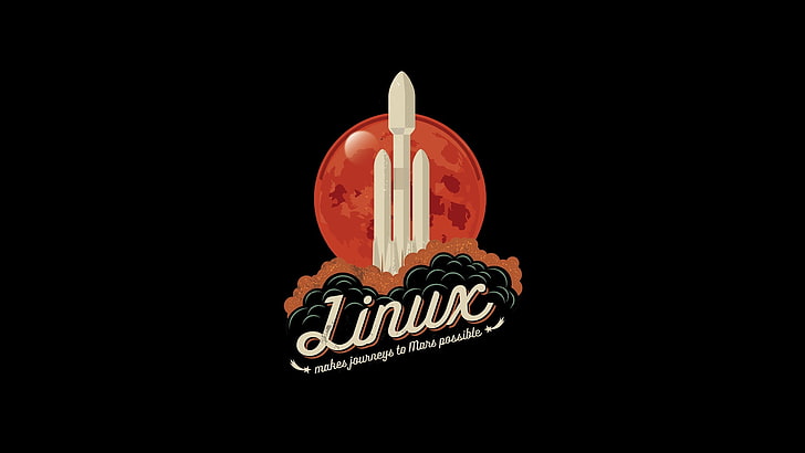 Linnux logo screengrab, Linux, space, rocket, Moon, minimalism, HD wallpaper