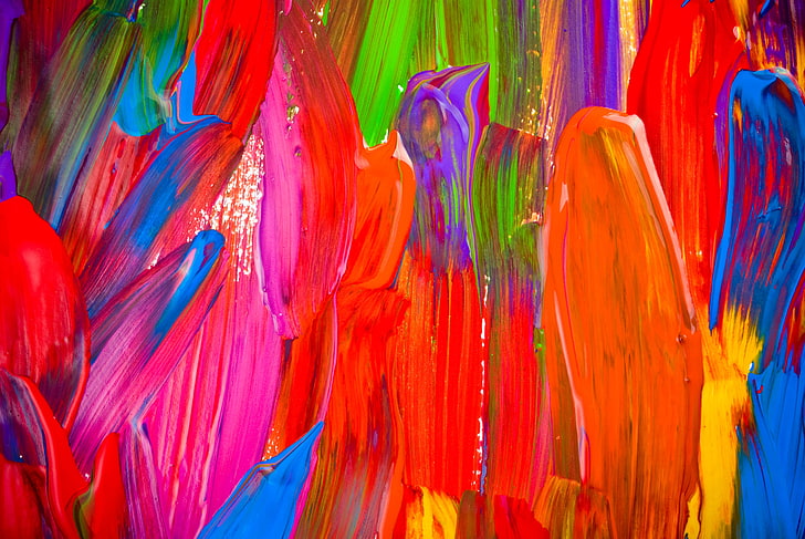 multicolored abstract painting, colors, texture, strokes, acrylic, HD wallpaper
