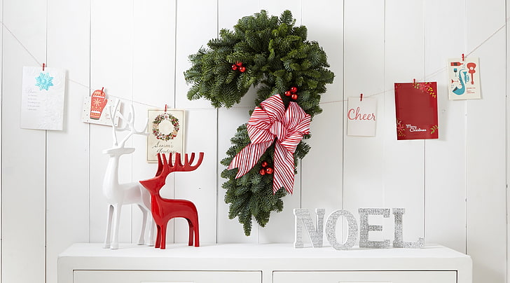 Joyeux Noel, Holidays, Christmas, Beautiful, Green, White, Roses, HD wallpaper