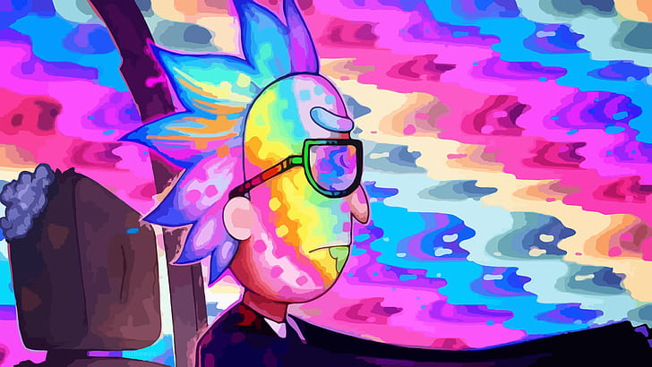 car, vector graphics, Run the Jewels, Rick and Morty, rainbows