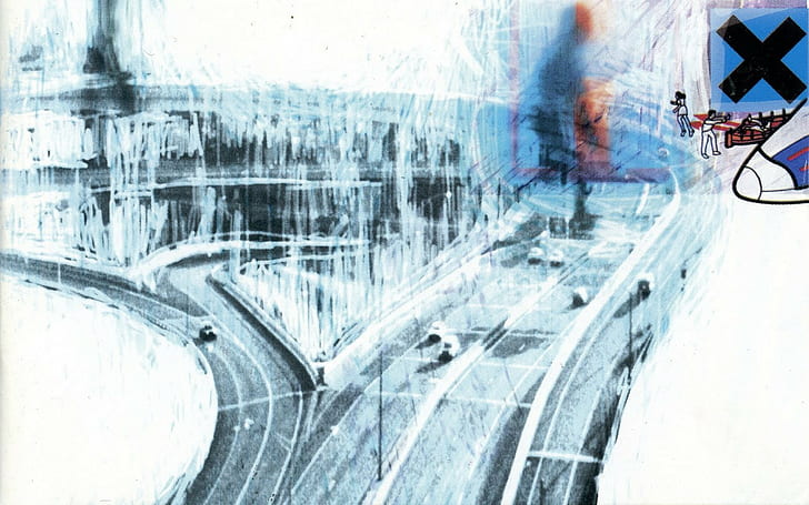 radiohead music album covers, motion, blurred motion, transportation