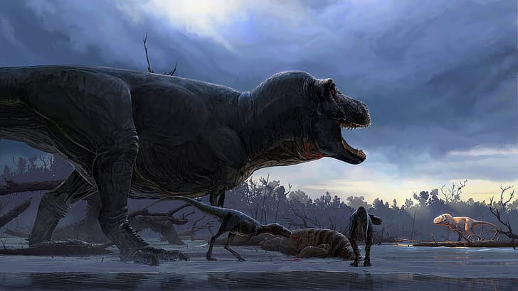 Predator, Animals, Art, T-Rex, Tyrannosaurus, Grin, Dinosaurs, HD wallpaper