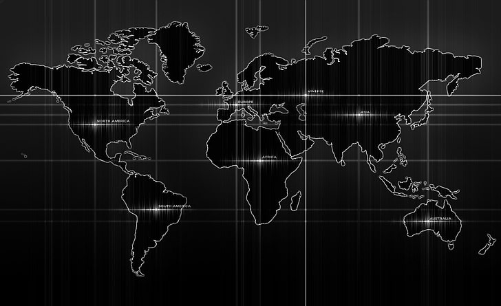 World Map, black and white world map, Travel, Maps, no people, HD wallpaper