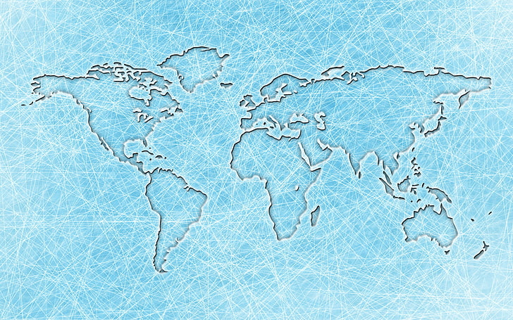 blue world map painting, earth, the world, continents, Atlas, HD wallpaper
