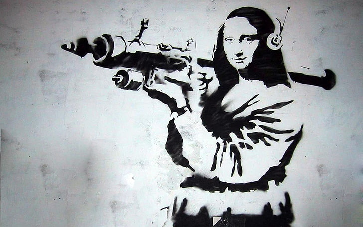 graffiti, Mona Lisa, Banksy, artwork, creativity, art and craft