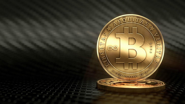 money, bitcoin, cryptocurrency, gold, metal, close-up, indoors, HD wallpaper