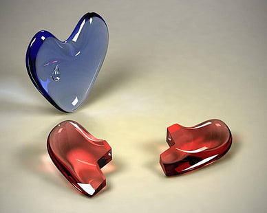 HD wallpaper: red gemstone heart pendant, couple, glass, crack, split, love  | Wallpaper Flare