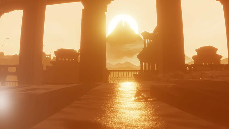 in-game, sunlight, desert, Journey (game), HD wallpaper