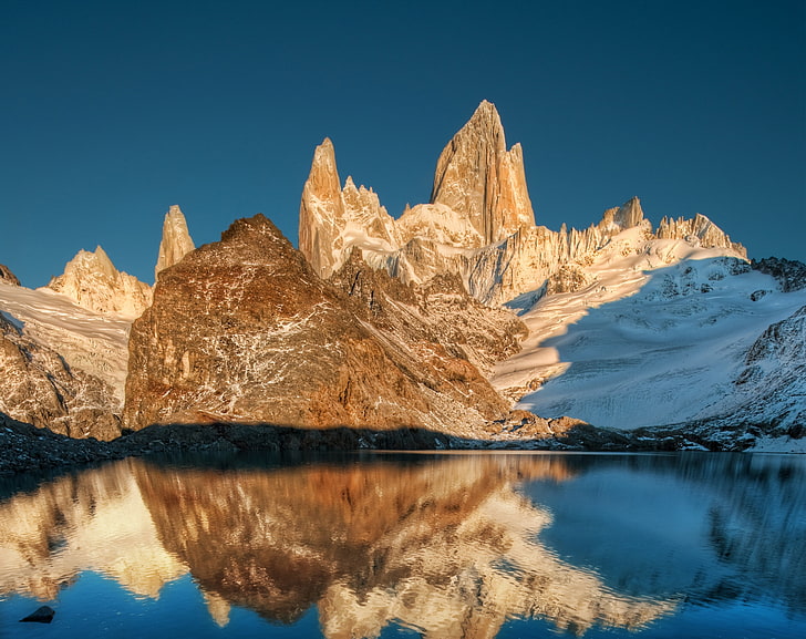 Fitz Roy At Sunrise, mountain beside sea photography, South America, HD wallpaper