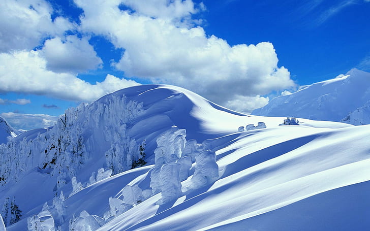 snow, winter, mountains, landscape, snowy peak, HD wallpaper
