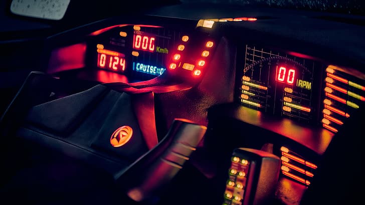 K.I.T.T., Knight Rider, neon, speedometer, car