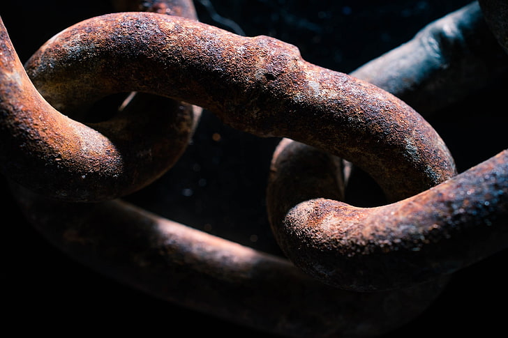 dark, chains, metal, rust, no people, close-up, rusty, connection, HD wallpaper