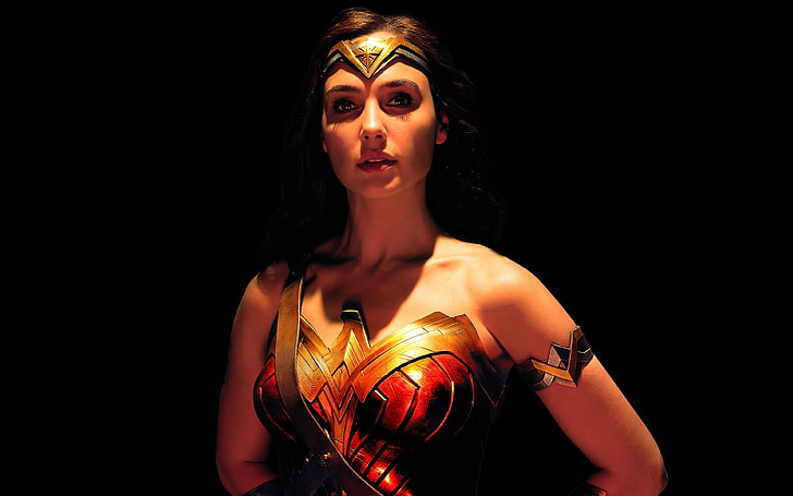 Wonder Woman, diana prince, Gal Gadot, black background, studio shot, HD wallpaper
