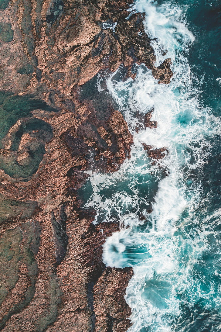 nature, water, aerial view, sea, coast, HD wallpaper