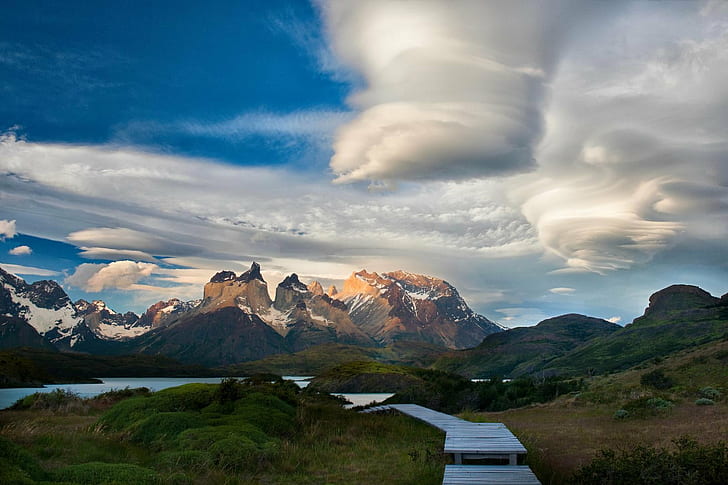 landscape photo brown and green mountains during daytime, torres del paine national park, torres del paine national park, HD wallpaper