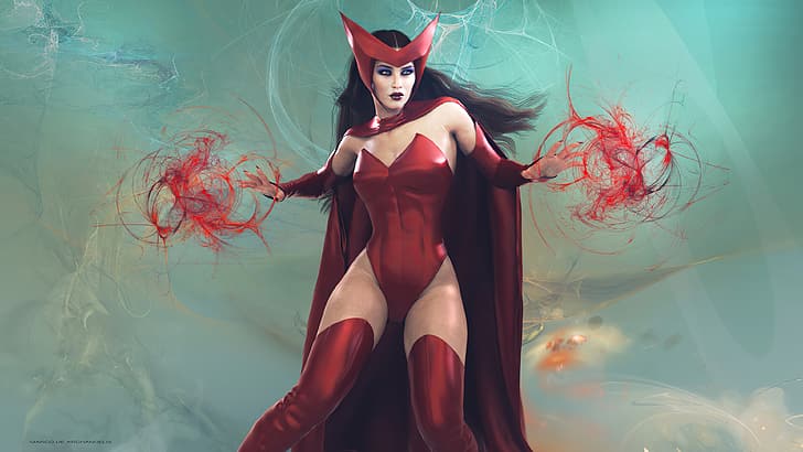 women, superhero, Scarlet Witch, HD wallpaper