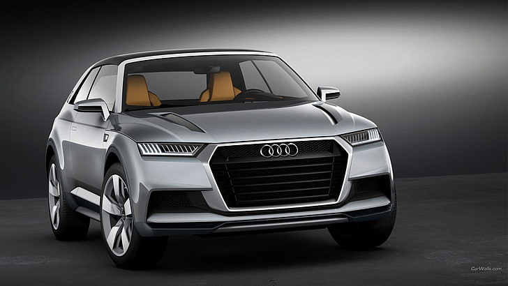 gray and black car stereo, Audi Crossline, silver cars, vehicle, HD wallpaper
