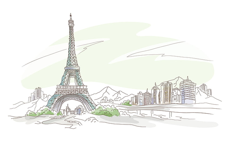 Eiffel Tower, Paris, France, eyfeleva tower, vector, illustration, HD wallpaper
