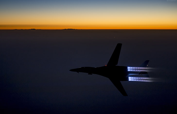 Lancer, sunset, supersonic, Boeing, strategic bomber, Rockwell, HD wallpaper