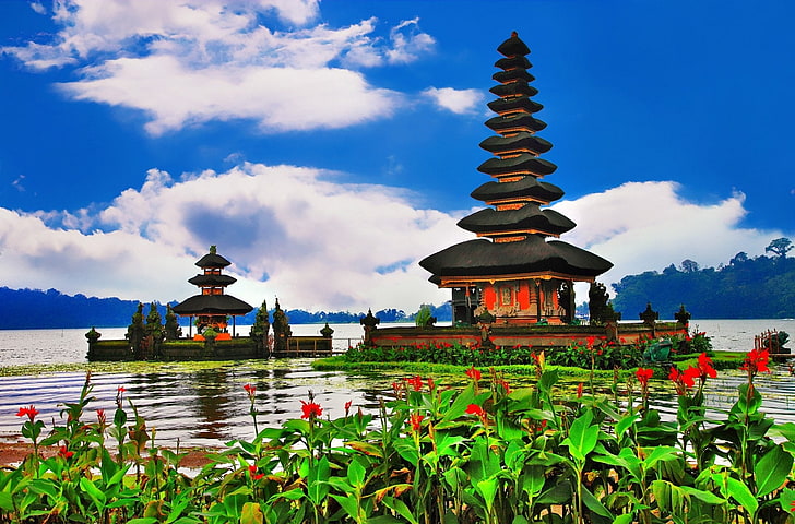 Temples, Pura Ulun Danu Bratan, Bali, Indonesia, sky, cloud - sky, HD wallpaper