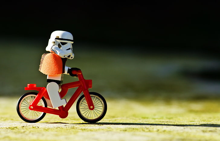 stormtrooper on bicycle toy, Storm Troopers, LEGO Star Wars, toys, HD wallpaper
