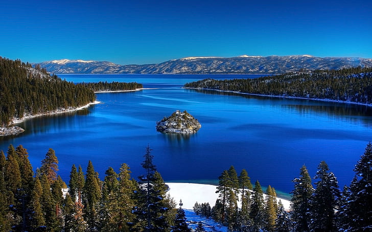 Emerald Bay State Park Lake Tahoe California Winter Landscape Hd Wallpaper For Desktop 3887×2429