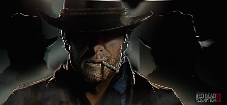 hat, art, cigarette, cowboy, Red Dead Redemption 2, RDO, Arthur Morgan, HD wallpaper