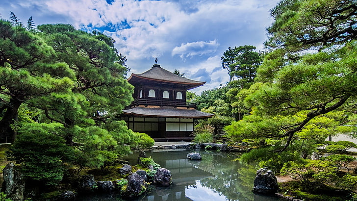 tourist attraction, ginkakuji, zen temple, landscape, garden
